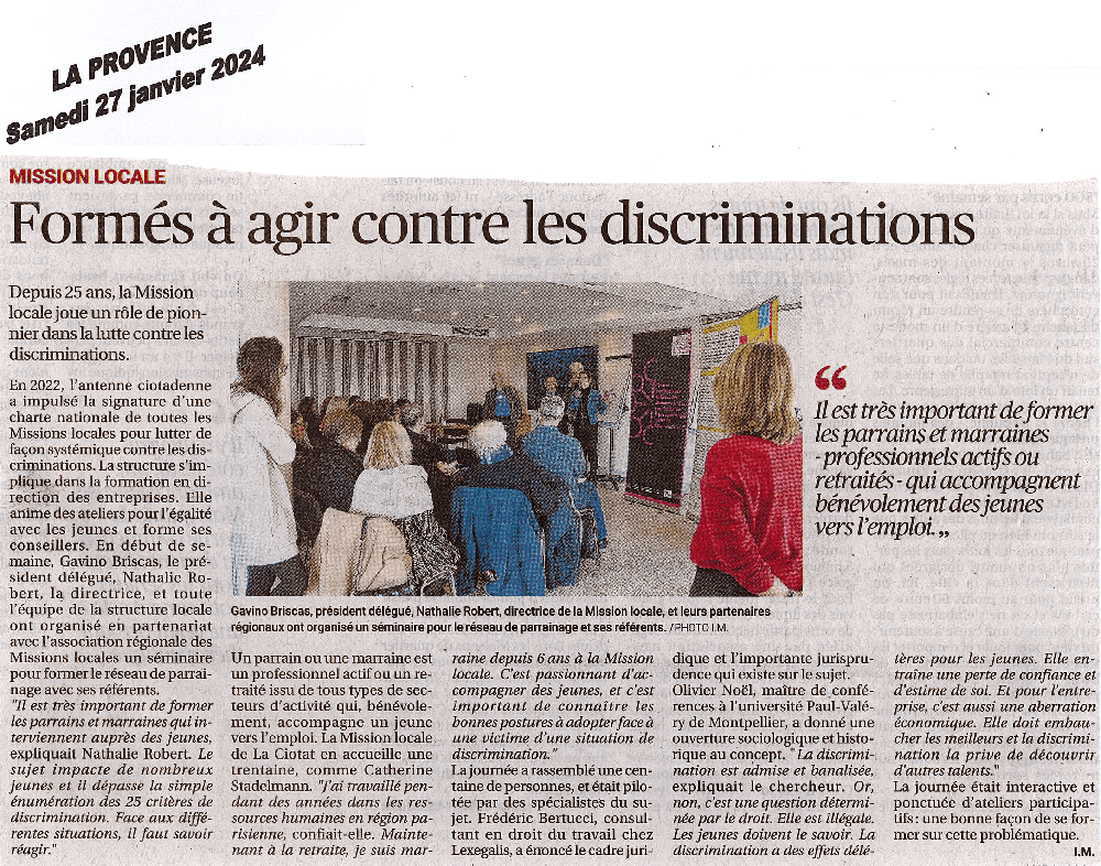 article de presse sur l'évenement parrainage pour l'emploi en paca